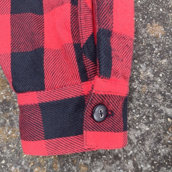 Vintage Girbaud Flannel Shacket Red Black Buffalo Plaid Zip USA Made Men M - Picture 8 of 9